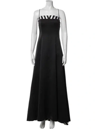 Pre-owned Victor Costa Wool Long Dress In Black