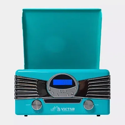 Victor Diner 7-in-1 Music Center Turntable In Blue
