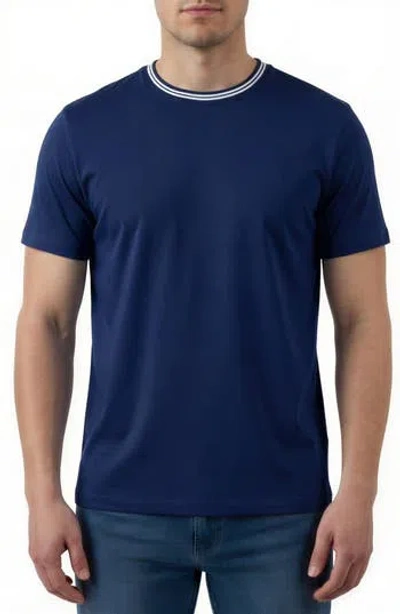 Victor Emmanuel Cotton Crewneck T-shirt In Blue