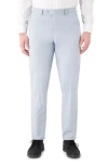 Victor Emmanuel Vince Flat Front Texture Stretch Dress Pants In Blue
