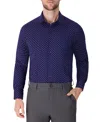 Victor Emmanuel Regular Fit Navy Geometric Print Knit Cotton Dress Shirt In Blue