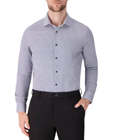 Victor Emmanuel Men's Geometric Print Long-sleeve Dress Shirt In Blue