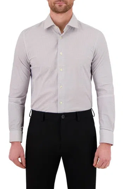 Victor Emmanuel Micro Check Print Tech Stretch Dress Shirt In Gray