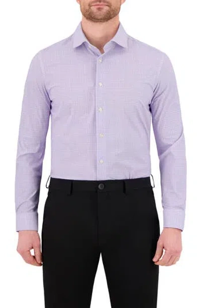 Victor Emmanuel Micro Check Print Tech Stretch Dress Shirt In Purple