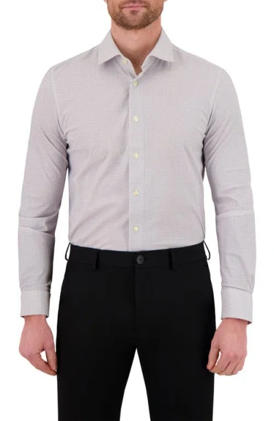 Victor Emmanuel Modern Fit Microcheck Tech Stretch Dress Shirt In Grey