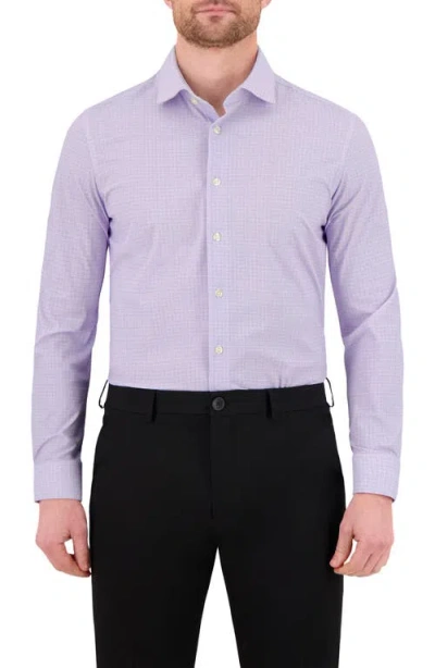 Victor Emmanuel Modern Fit Microcheck Tech Stretch Dress Shirt In Purple