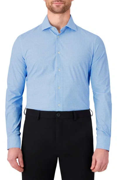 Victor Emmanuel Modern Fit Microcheck Tech Stretch Dress Shirt In Light Blue