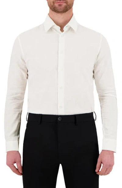 Victor Emmanuel Modern Fit Solid Linen & Cotton Dress Shirt