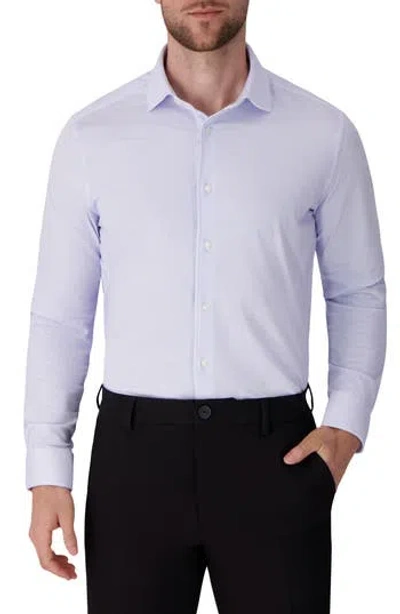 Victor Emmanuel Regular Fit Geometric Print Knit Cotton Dress Shirt In Blue