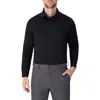 Victor Emmanuel Regular Fit Solid Black Knit Cotton Dress Shirt In Black