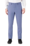 Victor Emmanuel Vince Flat Front Sharkskin Stretch Dress Pants In Blue