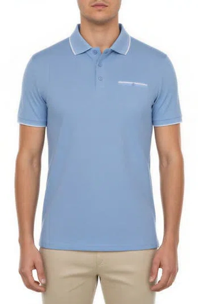 Victor Emmanuel Tipped Knit Polo In Blue
