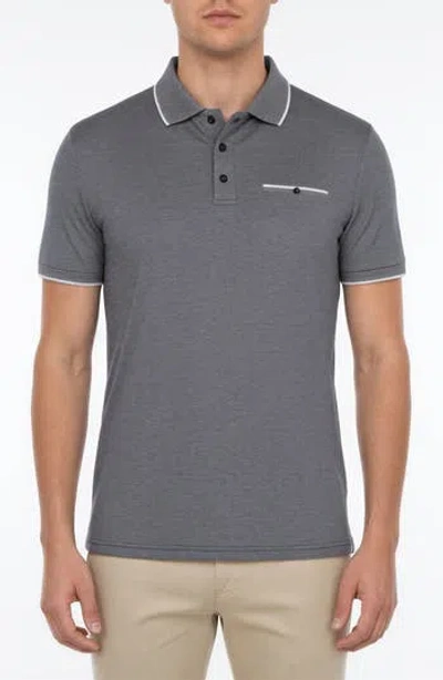 Victor Emmanuel Tipped Knit Polo In Gray