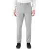 Victor Emmanuel Vince Flat Front Small Check Stretch Dress Pants In Gray