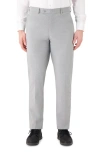 Victor Emmanuel Vince Flat Front Small Check Stretch Dress Pants In Gray
