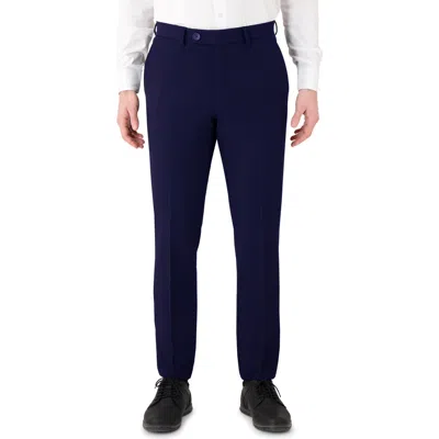 Victor Emmanuel Vince Flat Front Stretch Dress Pants In Blue