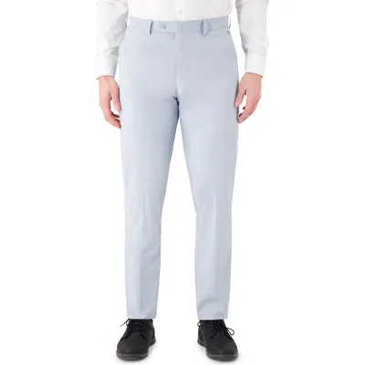 Victor Emmanuel Vince Flat Front Texture Stretch Dress Pants In Blue