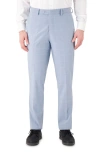Victor Emmanuel Vince Flat Front Windowpane Check Stretch Dress Pants In Blue