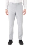 Victor Emmanuel Vince Flat Front Windowpane Check Stretch Dress Pants In Gray