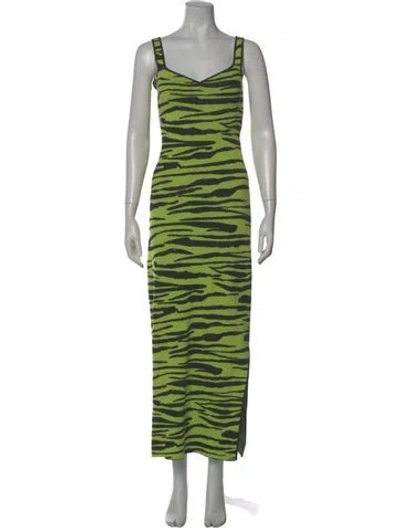 Pre-owned Victor Glemaud Animal Print Long Dress In Yellow