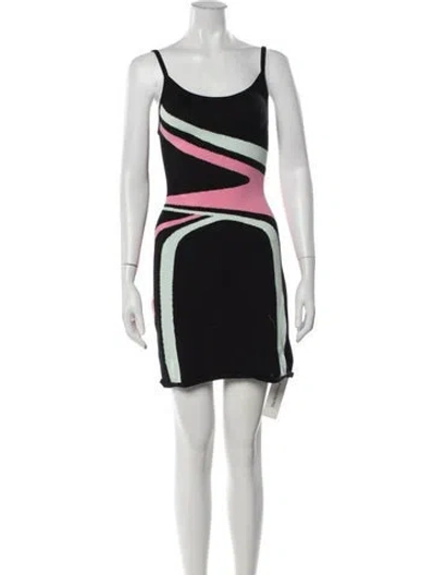Pre-owned Victor Glemaud Colorblock Pattern Mini Dress In Black
