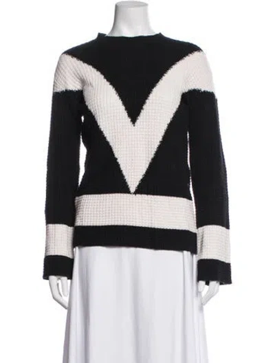 Pre-owned Victor Glemaud Colorblock Pattern Mock Neck Sweater In Black