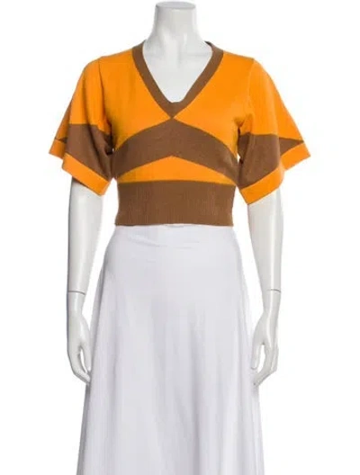 Pre-owned Victor Glemaud Colorblock Pattern V-neck Sweater In Multi