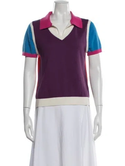 Pre-owned Victor Glemaud Colorblock Pattern V-neck Sweater In Purple