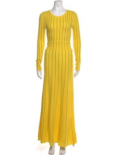 Pre-owned Victor Glemaud Crew Neck Long Dress In Yellow