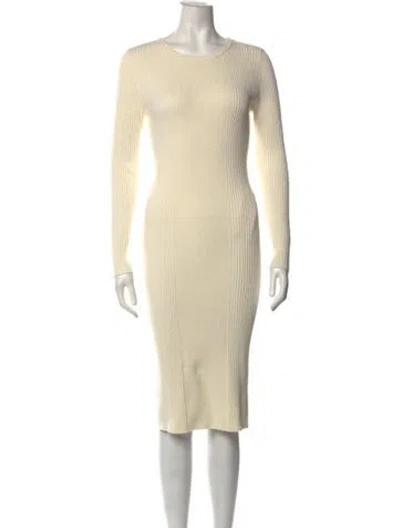 Pre-owned Victor Glemaud Crew Neck Midi Length Dress In Neutrals