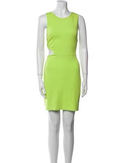 Pre-owned Victor Glemaud Crew Neck Mini Dress In Green