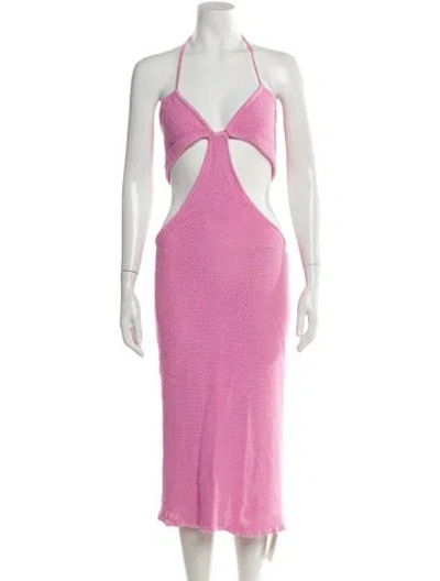 Pre-owned Victor Glemaud Halterneck Midi Length Dress In Pink