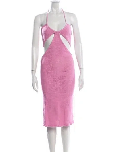 Pre-owned Victor Glemaud Halterneck Midi Length Dress In Pink