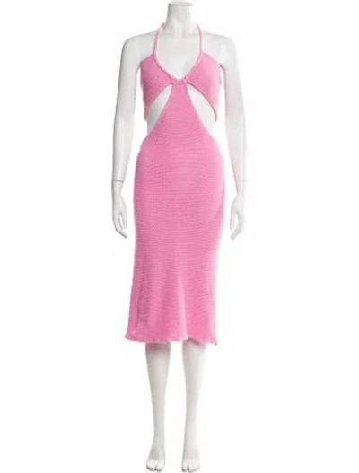 Pre-owned Victor Glemaud Halterneck Midi Length Dress In Pink