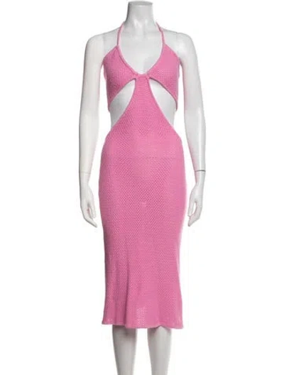 Pre-owned Victor Glemaud Halterneck Midi Length Dress In Pink