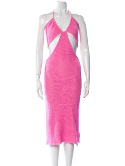 Pre-owned Victor Glemaud Halterneck Midi Length Dress W/ Tags In Pink