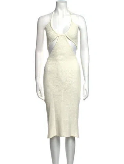 Pre-owned Victor Glemaud Halterneck Midi Length Dress W/ Tags In White