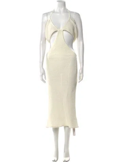 Pre-owned Victor Glemaud Halterneck Midi Length Dress W/ Tags In White
