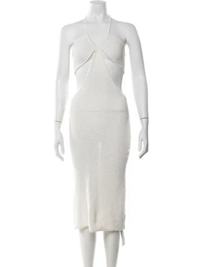 Pre-owned Victor Glemaud Halterneck Midi Length Dress In White
