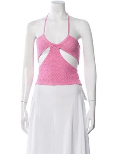 Pre-owned Victor Glemaud Halterneck Sleeveless Crop Top In Pink
