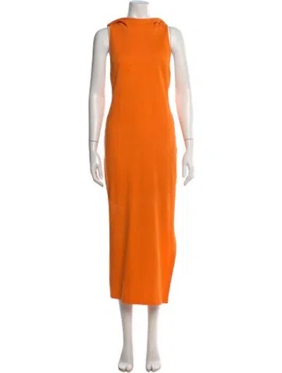 Pre-owned Victor Glemaud Mock Neck Long Dress In Orange
