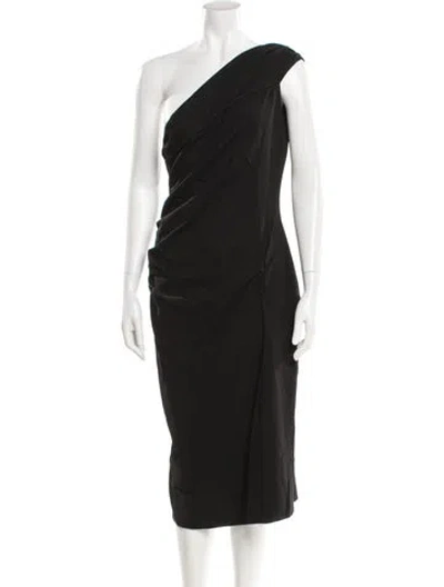 Pre-owned Victor Glemaud One-shoulder Midi Length Dress In Black