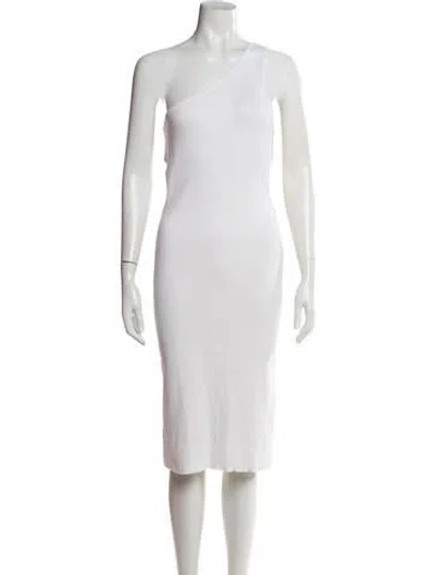 Pre-owned Victor Glemaud One-shoulder Midi Length Dress In White