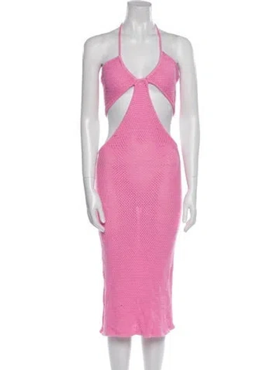 Pre-owned Victor Glemaud Printed Long Dress In Pink