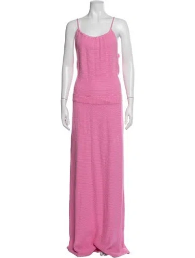 Pre-owned Victor Glemaud Scoop Neck Long Dress In Pink
