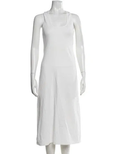 Pre-owned Victor Glemaud Scoop Neck Long Dress In White