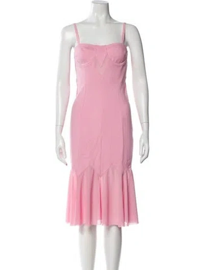 Pre-owned Victor Glemaud Square Neckline Knee-length Dress In Pink