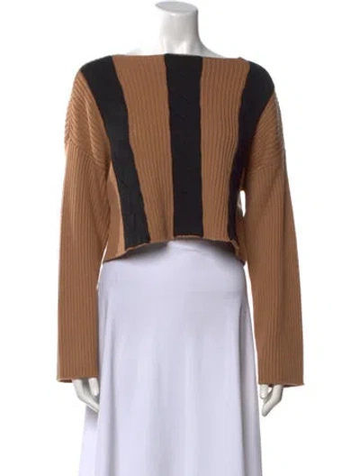 Pre-owned Victor Glemaud Striped Bateau Neckline Sweater In Brown