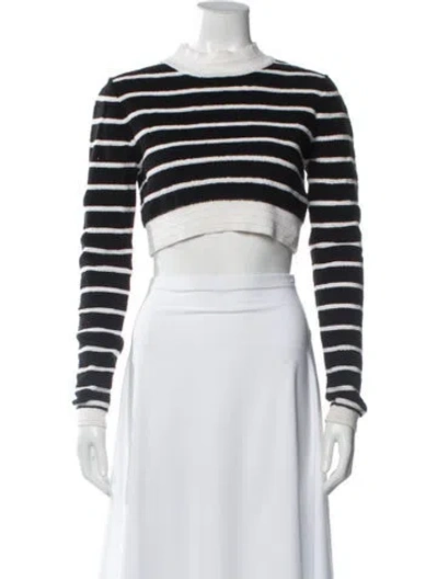Pre-owned Victor Glemaud Striped Crew Neck Sweater In White
