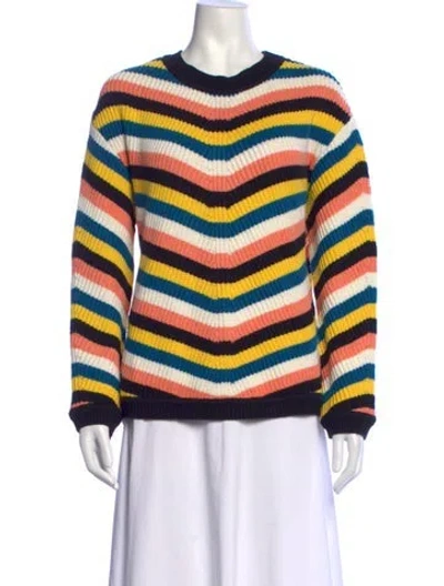Pre-owned Victor Glemaud Striped Crew Neck Sweater In Yellow